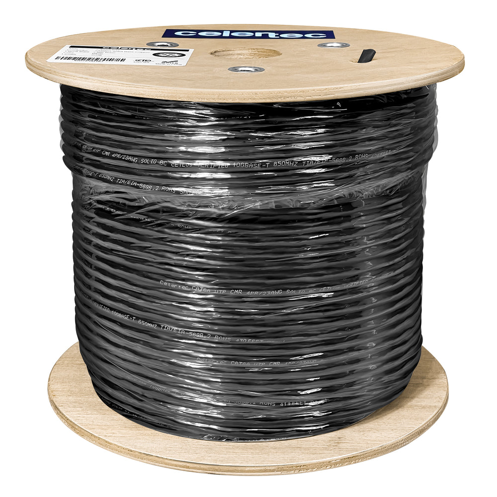 Cat6A Bulk Ethernet Cable, U/UTP, 23AWG Solid Bare Copper, CMR, 500ft